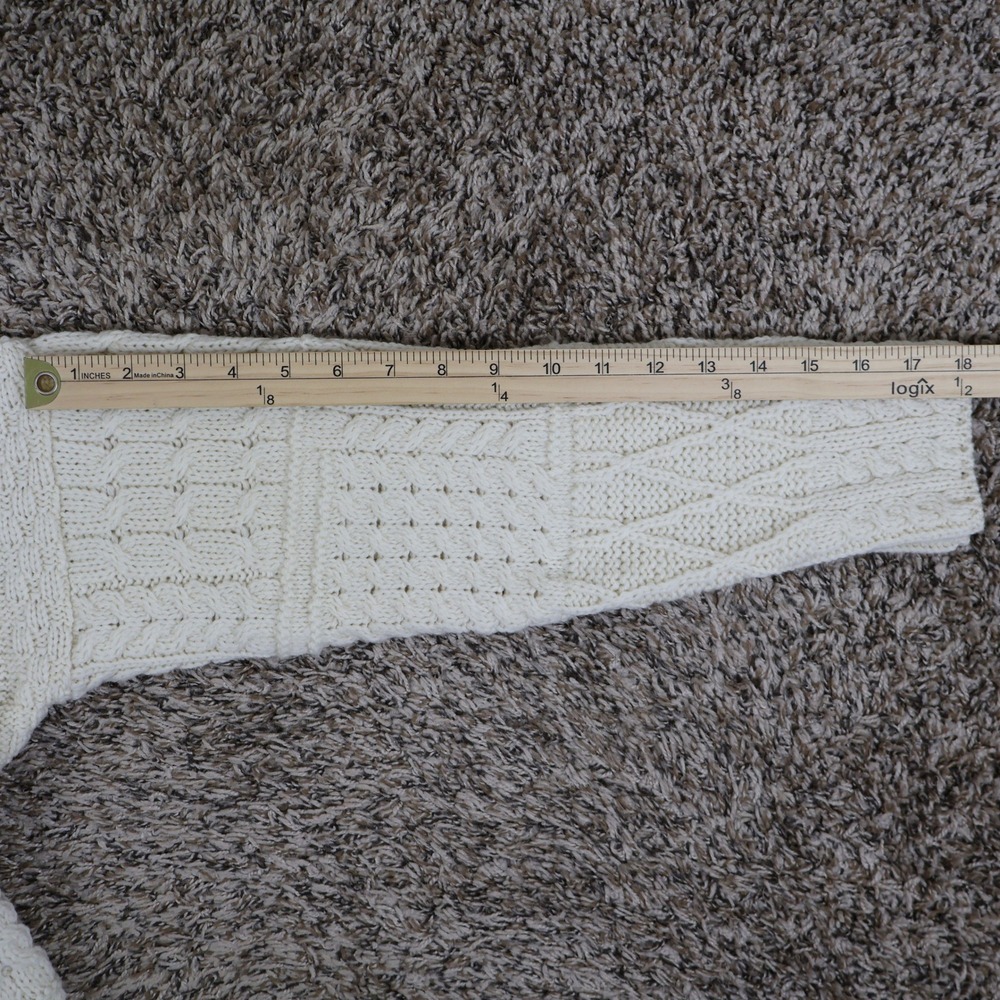 Aran Woollen Mills Merino Wool Cable Knit Wrap Cardigan S Cream Irish Sweater - Picture 11 of 11